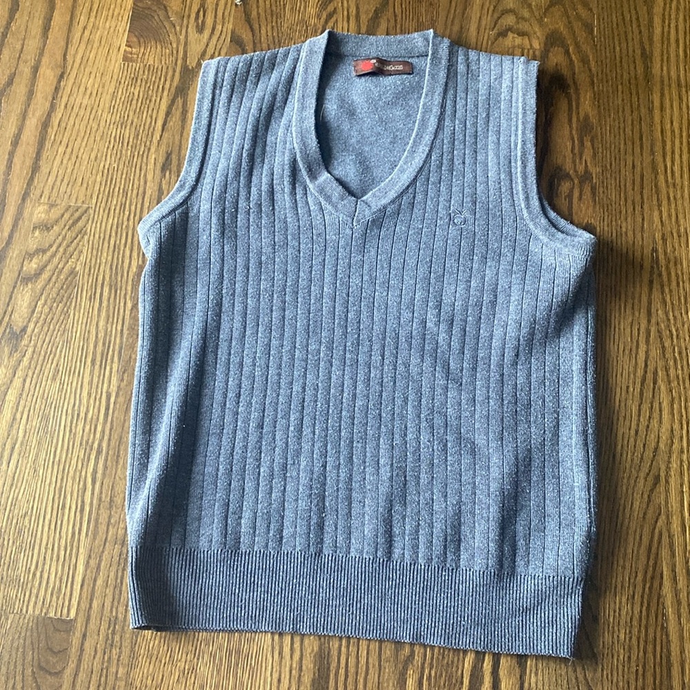 Grey sweater vest with v neck